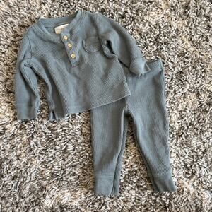 Little Planet Outfit Organic Cotton Henley Shirt Pants Thermal Baby Boy 9 Months